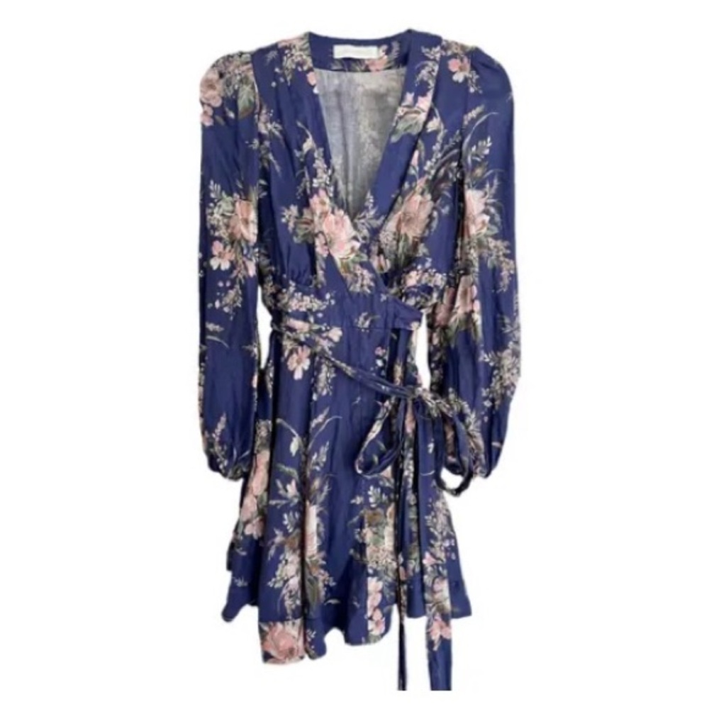 Zimmermann Floral Print Dress in Blue and Pink